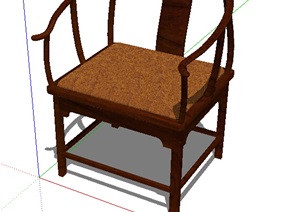 中式详细的椅子设计SU(草图大师)模型