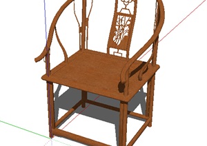古典中式风格详细椅子设计SU(草图大师)模型