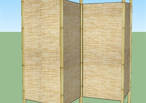 中式折叠屏风设计SU(草图大师)模型