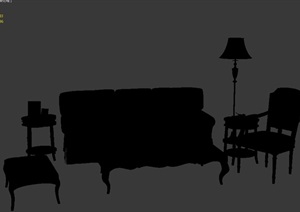 欧式沙发桌椅组合设计3d模型