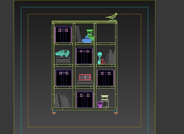 某室内详细书柜设计3d模型(1)