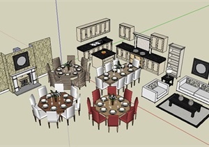 某现代室内餐饮家具设计SU(草图大师)模型