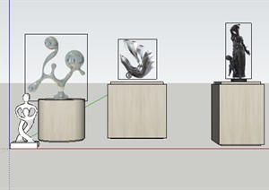 四款现代抽象雕塑小品SU(草图大师)模型