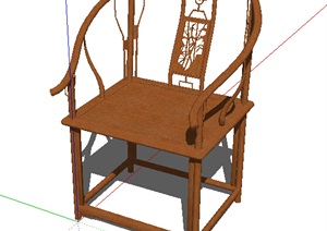 木制太师椅椅子设计SU(草图大师)模型