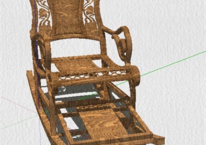 室内家具精美木制躺椅设计SU(草图大师)模型