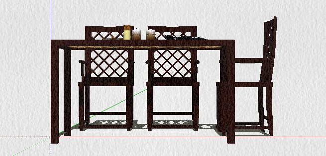 简约中式餐桌椅组合及陈设su模型