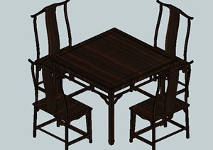 四人桌椅组合设计SU(草图大师)模型