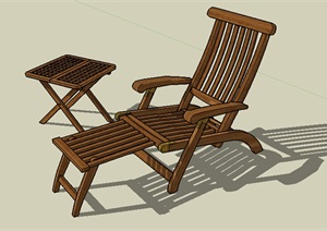 全木质详细椅子坐凳SU(草图大师)模型