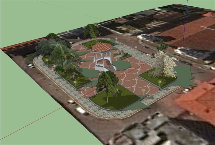 欧式小广场景观设计su模型(3)