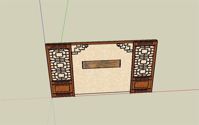 古典中式风格电视背景墙设计su模型(3)