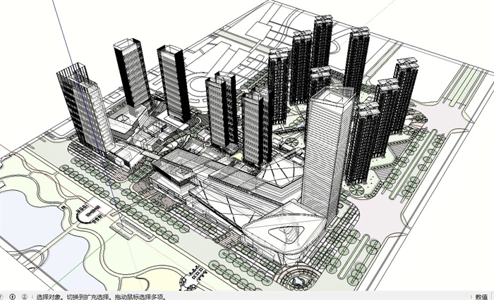 赣州华润都市综合体建筑设计su模型含cad、pdf方案(3)