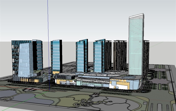 赣州华润都市综合体建筑设计su模型含cad、pdf方案(4)