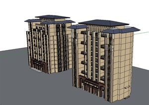 某详细平层住宅楼设计SU(草图大师)模型