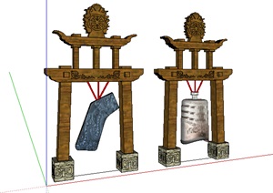 某古典中式风格详细独特小品素材SU(草图大师)模型