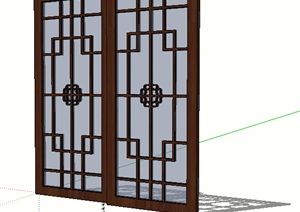中式详细的窗子SU(草图大师)模型