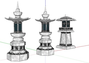 三种不同的灯塔设计SU(草图大师)模型
