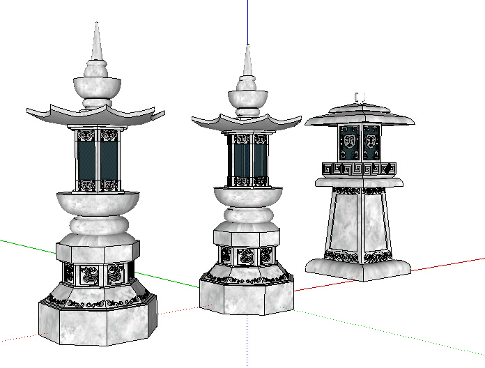 三种不同的灯塔设计su模型