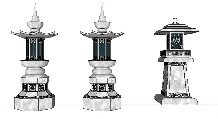三种不同的灯塔设计su模型