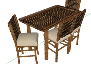 三人桌椅组合设计SU(草图大师)模型