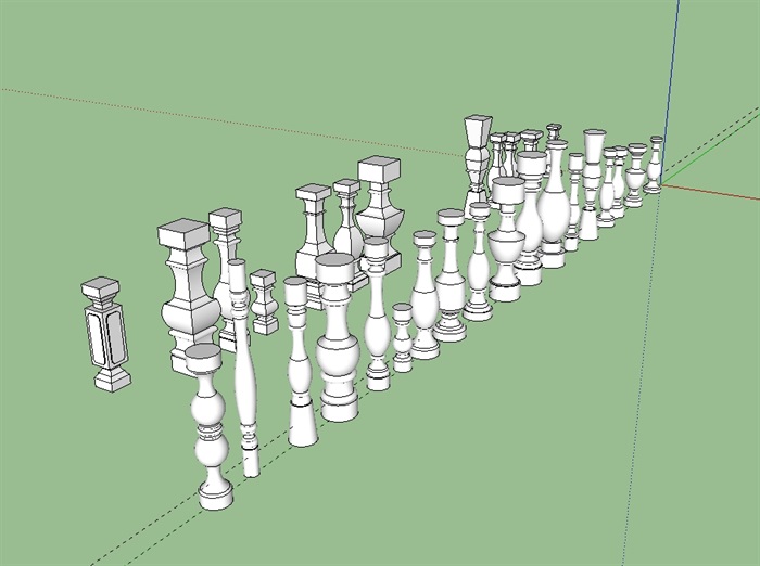 方形及圆形花瓶柱设计su模型(2)