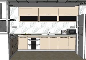 现代室内厨房空间详细设计SU(草图大师)模型