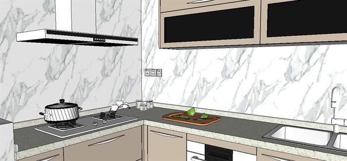 现代室内厨房空间详细设计su模型