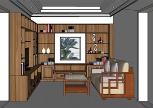 某现代室内客厅空间设计SU(草图大师)模型