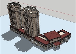 欧式商务住宅建筑SU(草图大师)模型