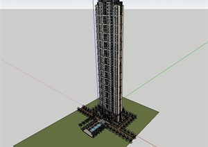某小区高层住宅建筑楼SU(草图大师)模型