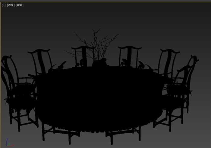 圆形详细的餐桌椅设计3d模型(1)