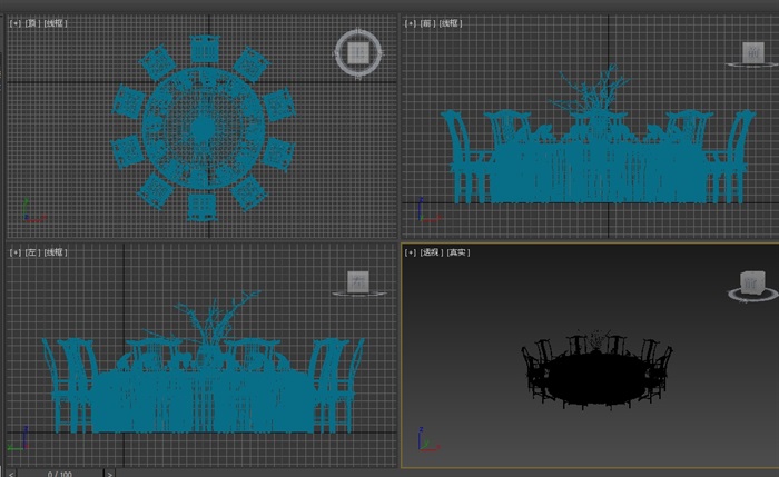 圆形详细的餐桌椅设计3d模型(2)