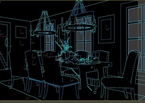 某现代室内餐厅空间设计3d模型