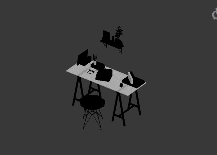 现代桌椅详细组合设计3d模型(2)