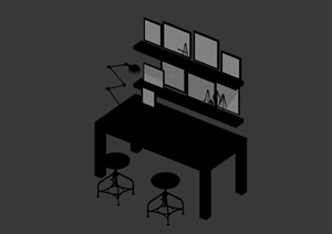 现代室内桌凳组合设计3d模型