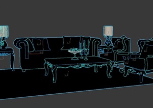 欧式沙发茶几组合设计3d模型