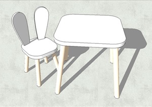 兔子儿童桌椅设计SU(草图大师)模型