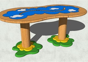 儿童画画桌子设计SU(草图大师)模型