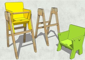 儿童画画椅设计SU(草图大师)模型