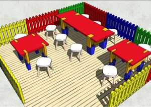 儿童桌椅栅栏SU(草图大师)模型