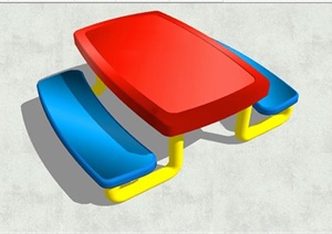 双色儿童餐椅SU(草图大师)模型