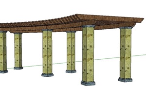 弧形木廊架设计SU(草图大师)模型