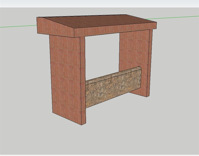 砖砌候车亭设计su模型(3)