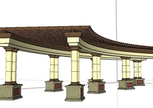 新古典弧形廊架单体设计SU(草图大师)模型