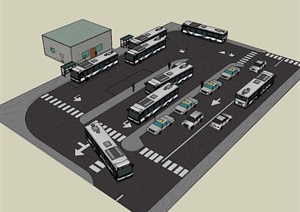 某车站停车场设计SU(草图大师)模型