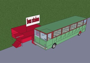 公交车及车站设计SU(草图大师)模型