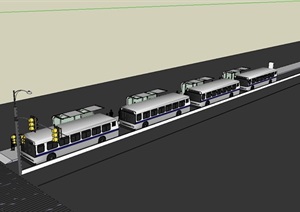 公交车及车站SU(草图大师)模型