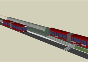 某车站及公交车设计SU(草图大师)模型