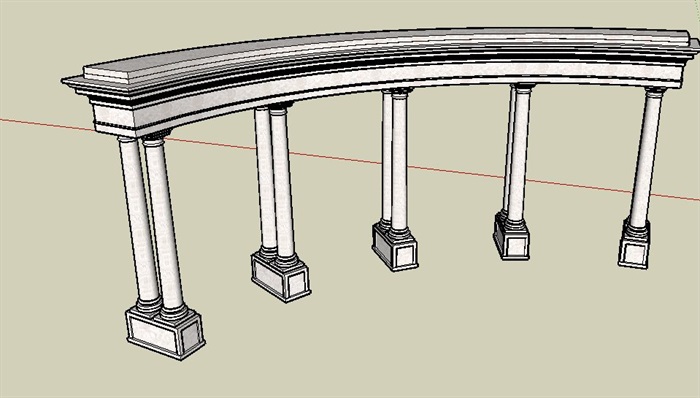 欧式景观柱廊架设计su模型(3)
