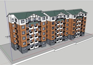 中式多层小区住宅楼设计SU(草图大师)模型