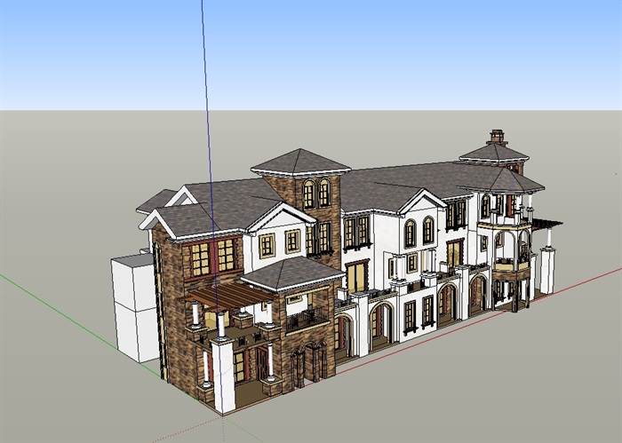托斯卡纳风格住宅楼su模型(3)